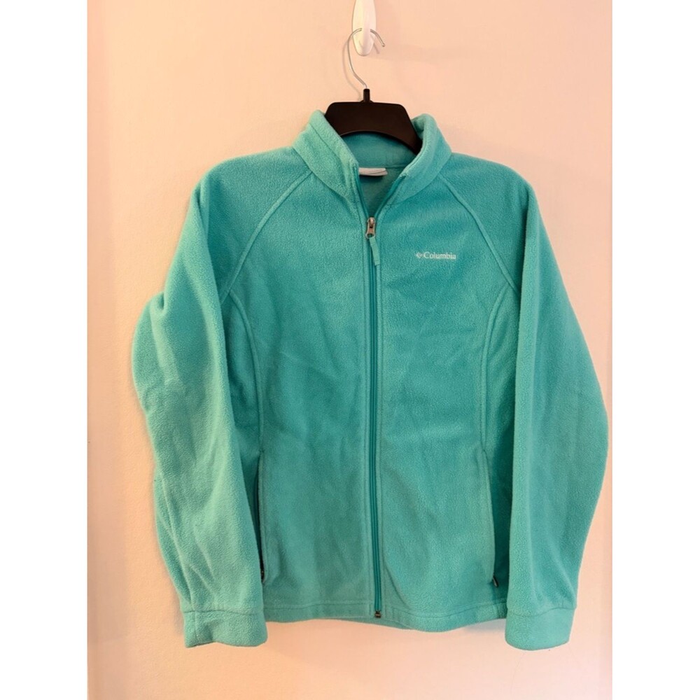 Columbia Fleece Jacket Youth Girls XL 18/20 Teal Full Zip Cozy Lightweight